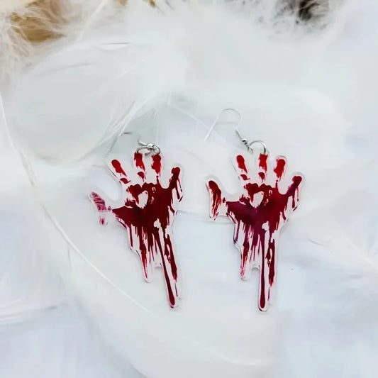 Boucles d'oreilles Halloween – Fantôme, main ensanglantée et guillotine