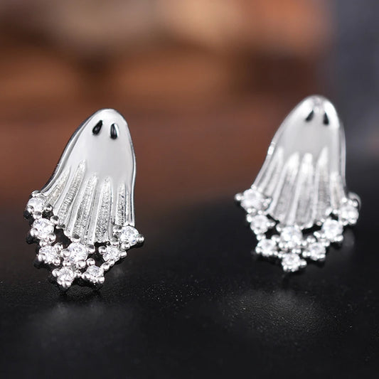 Boucles d'oreilles clous Halloween – Fantôme avec zircon