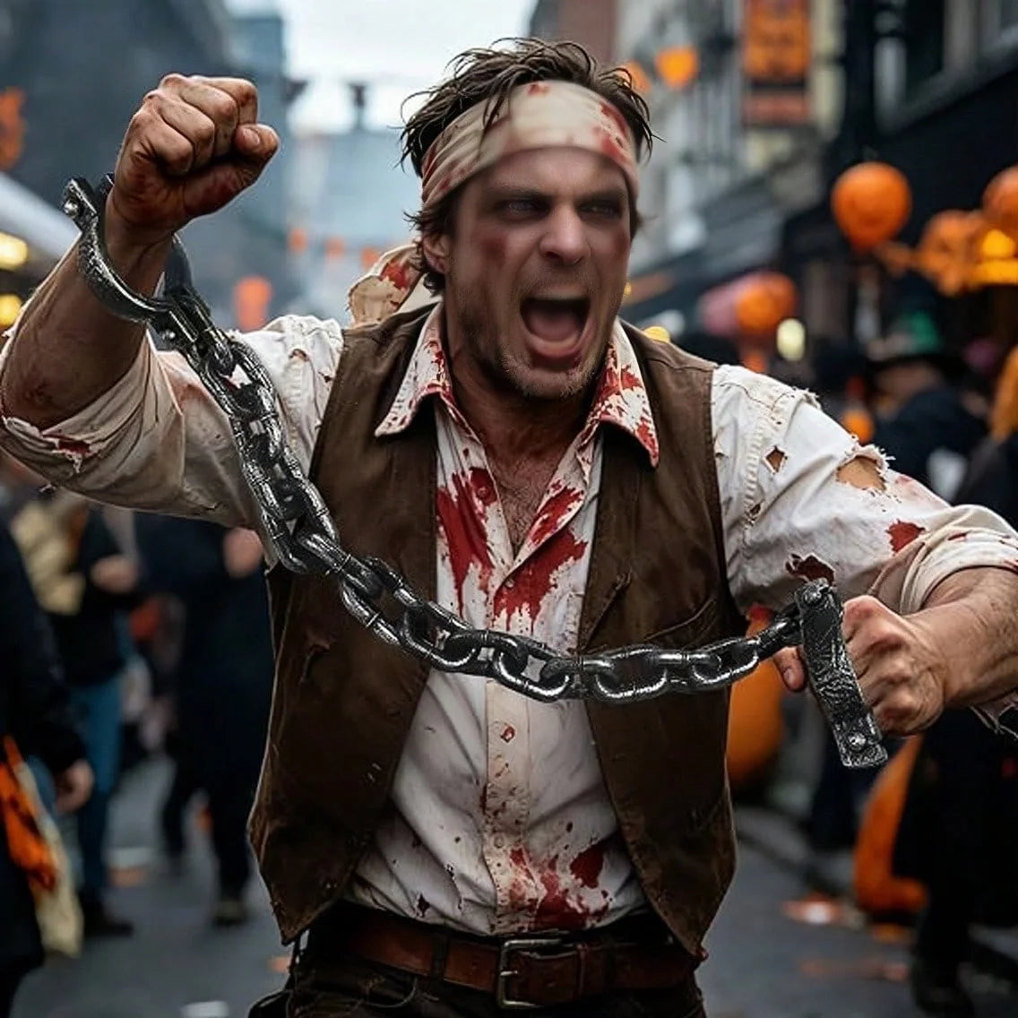 Menottes et Chaînes Factices Halloween - Accessoire Prisonnier