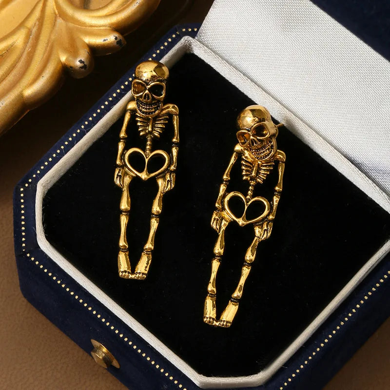Boucles d'oreilles punk Halloween – Crâne, squelette et sorcière