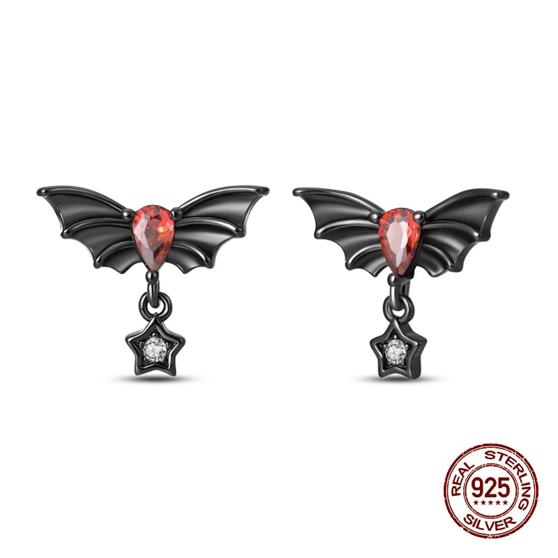 Boucles d'oreilles Halloween en argent sterling 925 – Citrouille, chauve-souris et fantôme