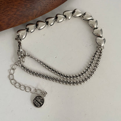 Bracelet femme en argent sterling 925 – Cœur rétro
