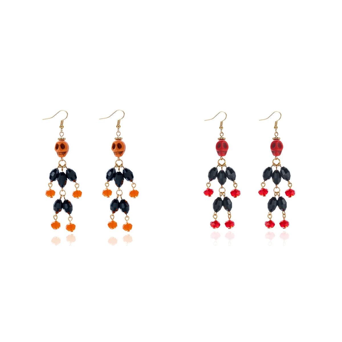 Boucles d'oreilles crâne 3D Halloween – Gothiques à pampilles