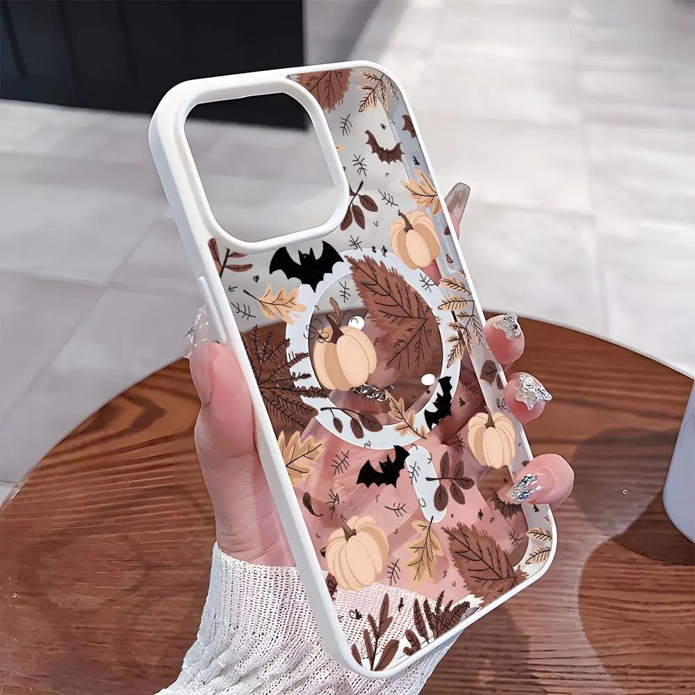 Coque iPhone Magnétique Halloween Citrouille Transparente