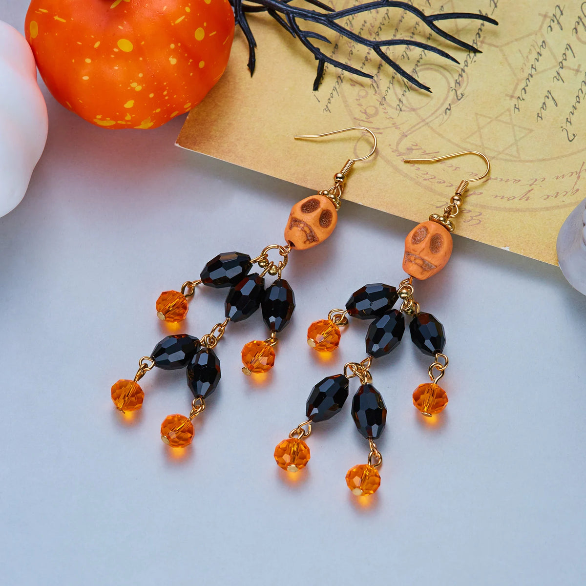 Boucles d'oreilles crâne 3D Halloween – Gothiques à pampilles