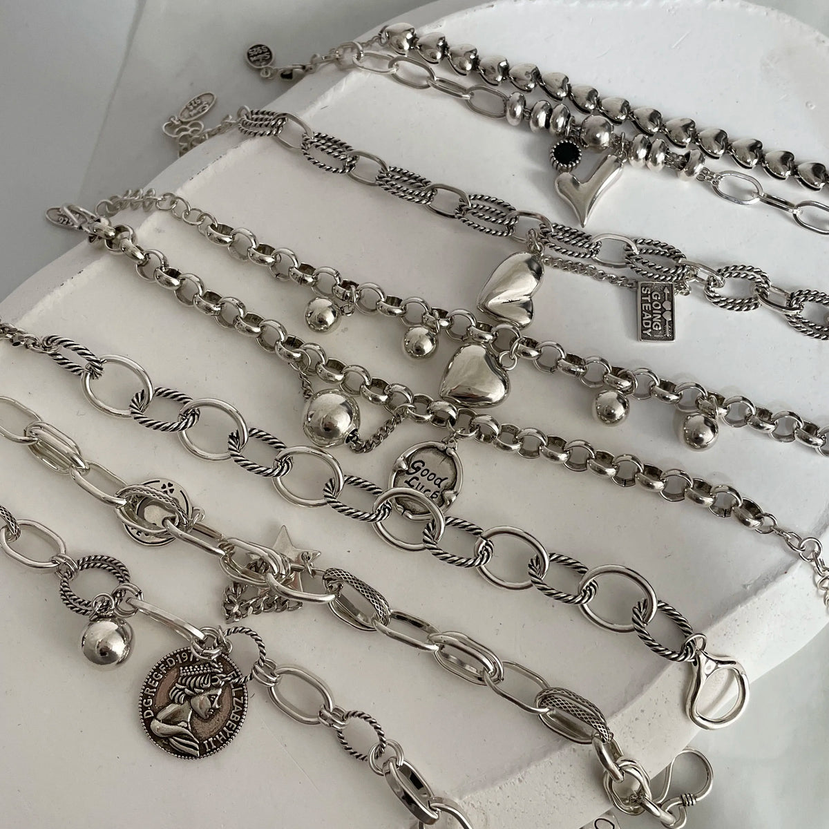 Bracelet femme en argent sterling 925 – Cœur rétro