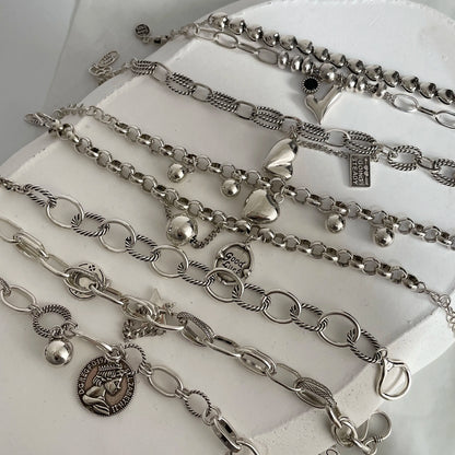 Bracelet femme en argent sterling 925 – Cœur rétro