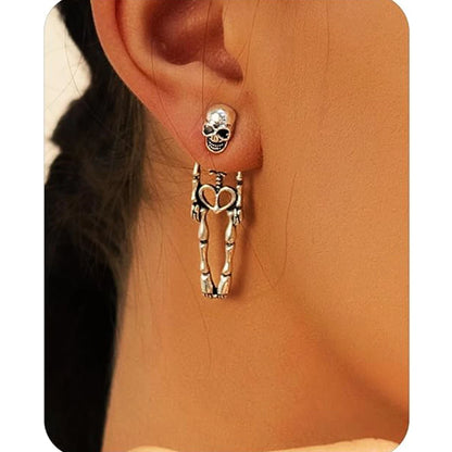 Boucles d'oreilles punk Halloween – Crâne, squelette et sorcière