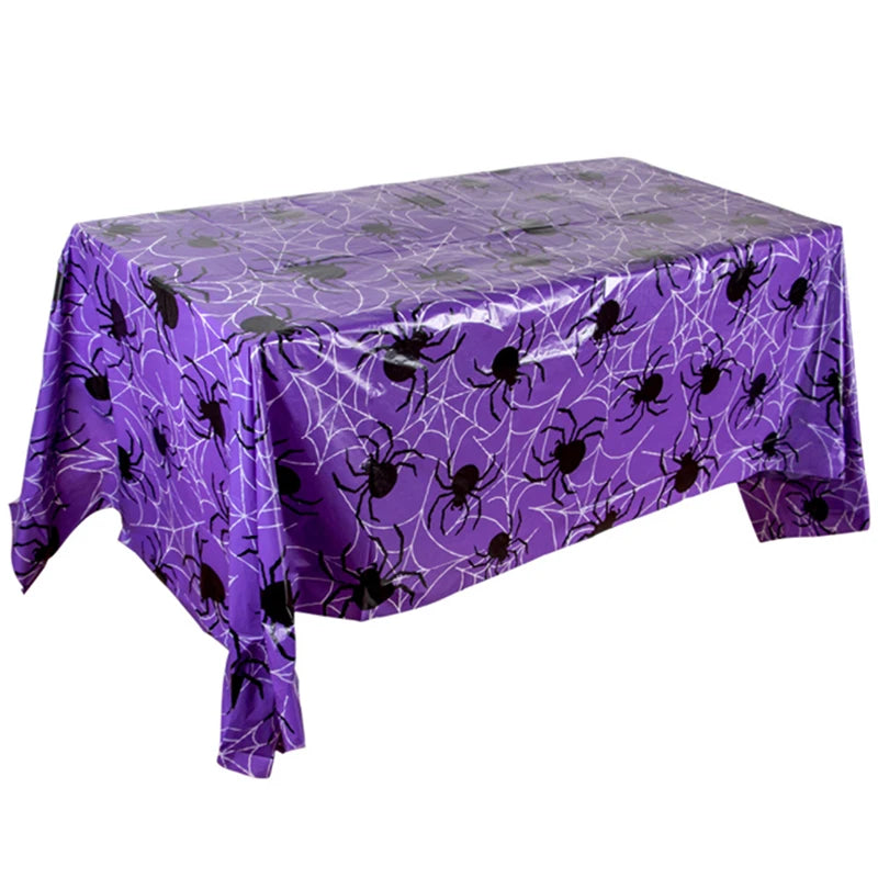 Nappe Plastique Halloween Citrouille et Toile d'Araignée