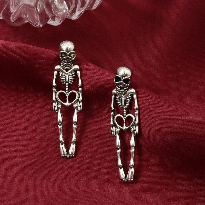 Boucles d'oreilles punk Halloween – Crâne, squelette et sorcière
