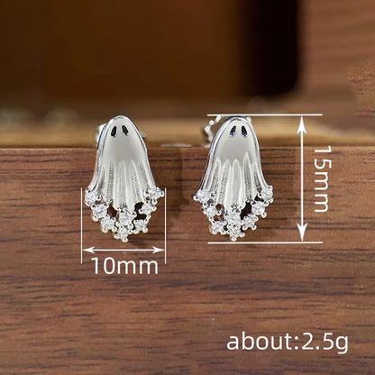 Boucles d'oreilles clous Halloween – Fantôme avec zircon