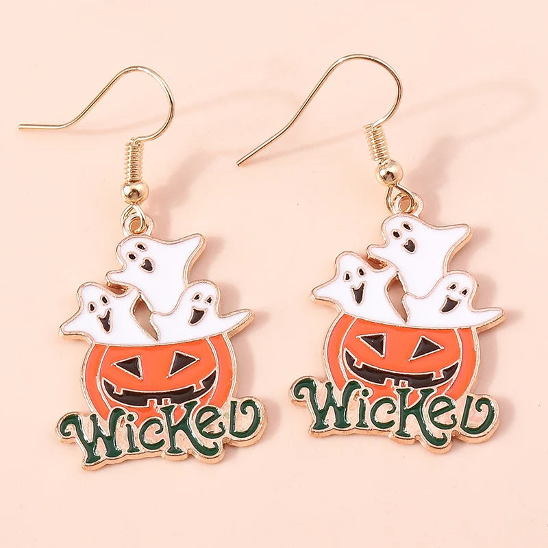 Boucles d'oreilles Halloween – Momie, œil, fantôme et citrouille