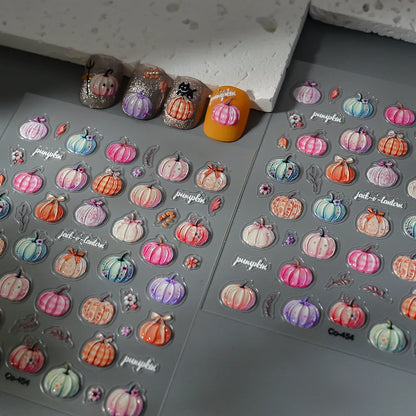 Stickers Ongles Citrouille Halloween Effet Gélifié