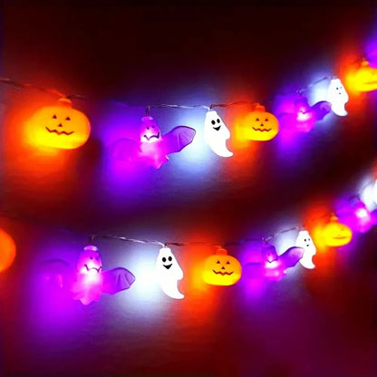 Guirlande Lumineuse LED Halloween - Citrouilles, Chauves-souris, Fantômes
