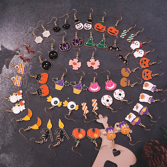Boucles d'oreilles Halloween – Momie, œil, fantôme et citrouille
