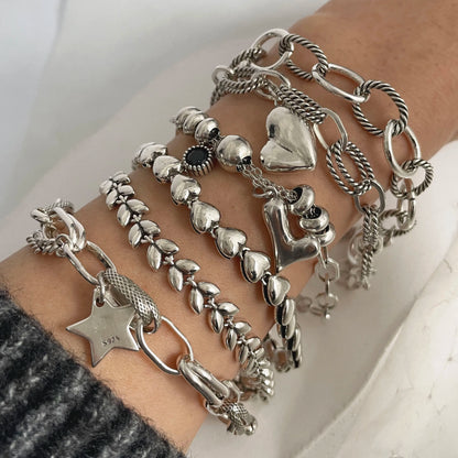 Bracelet femme en argent sterling 925 – Cœur rétro