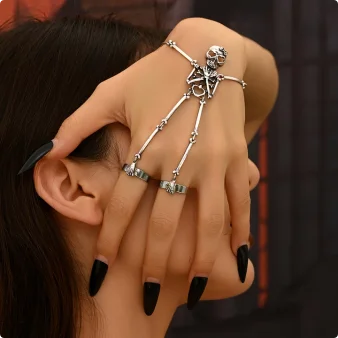 Bracelet main squelette Halloween – Style gothique