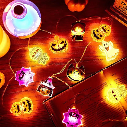 Guirlande Lumineuse LED Citrouille Fantôme Toile d'Araignée - Halloween