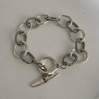 Bracelet femme en argent sterling 925 – Cœur rétro