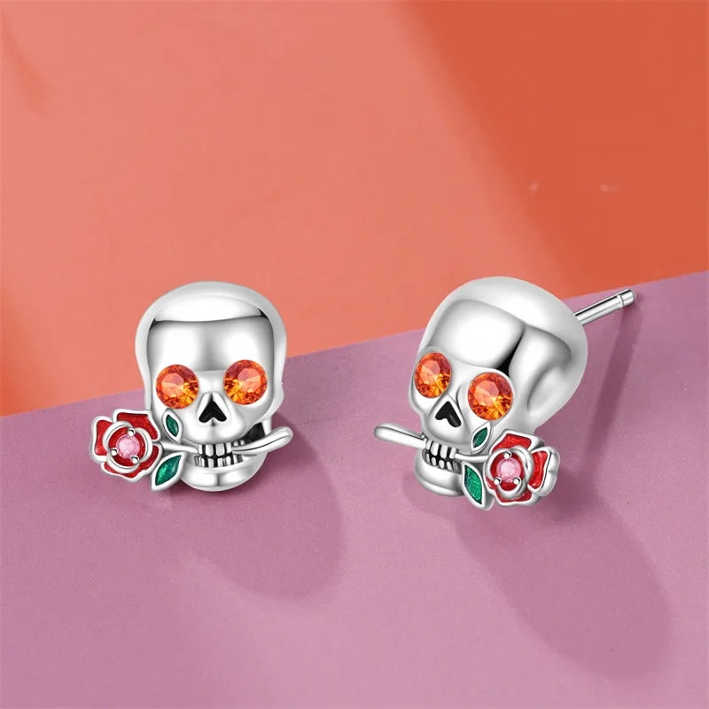 Boucles d'oreilles Halloween en argent sterling 925 – Citrouille, chauve-souris et fantôme
