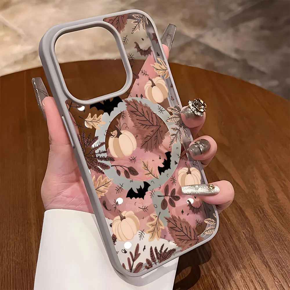 Coque iPhone Magnétique Halloween Citrouille Transparente