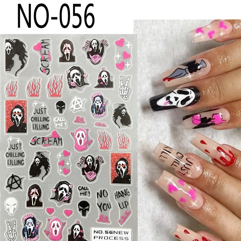Stickers Ongles Halloween Mignons - Fantôme, Citrouille, Chat Noir