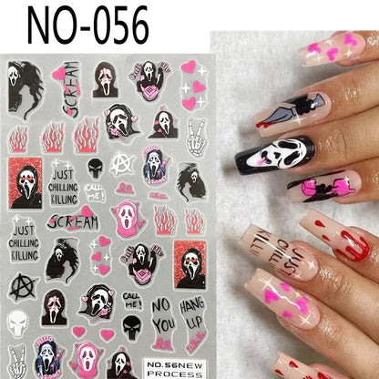 Stickers Ongles Halloween Mignons - Fantôme, Citrouille, Chat Noir