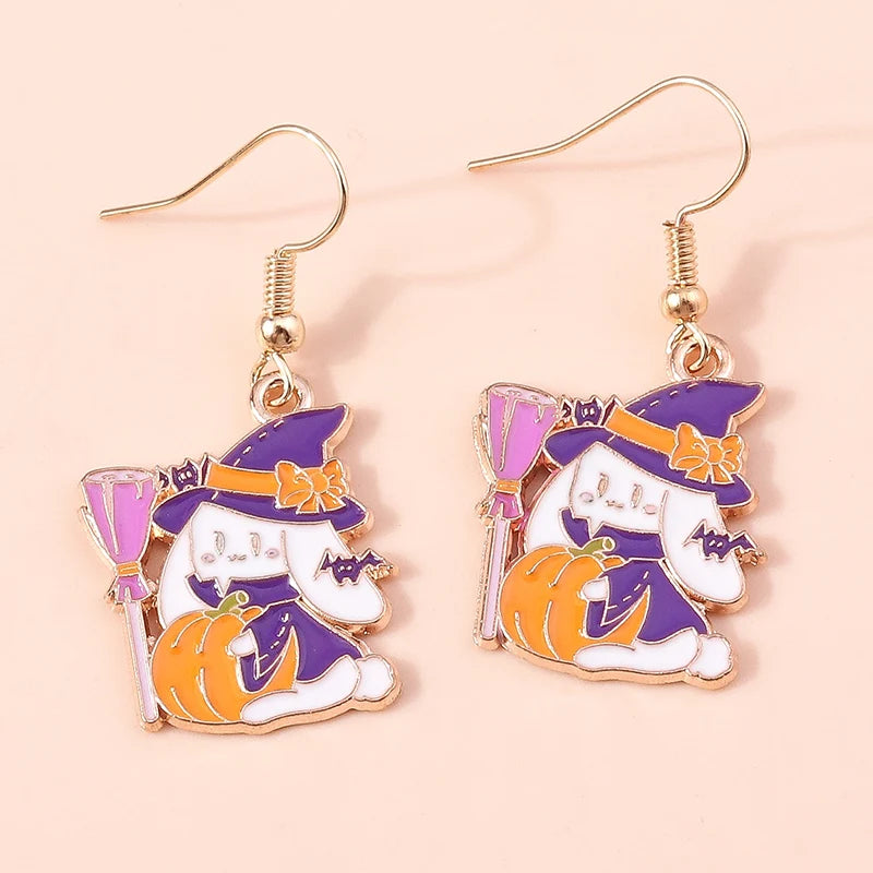 Boucles d'oreilles Halloween – Momie, œil, fantôme et citrouille