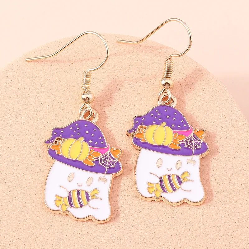 Boucles d'oreilles Halloween – Momie, œil, fantôme et citrouille