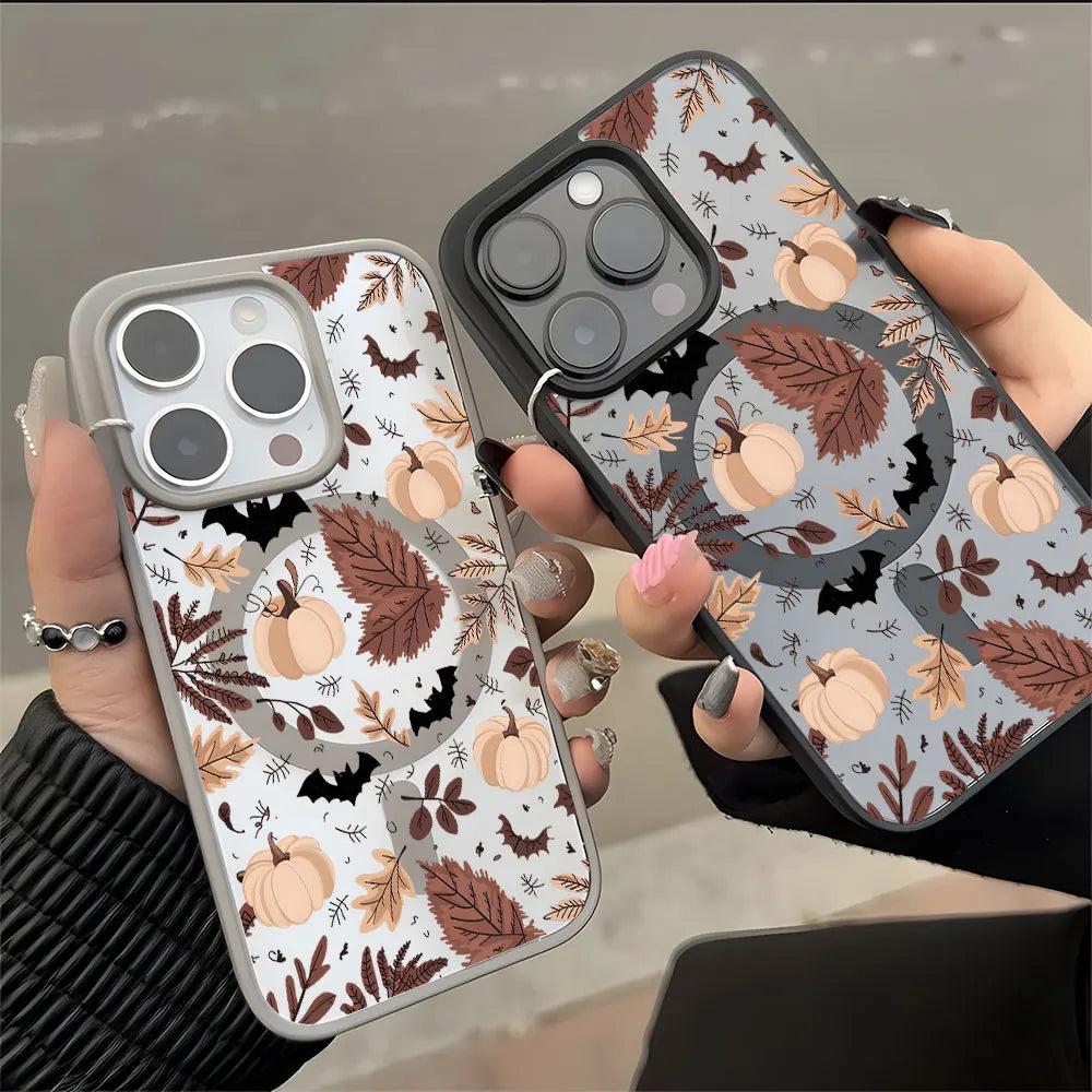 Coque iPhone Magnétique Halloween Citrouille Transparente