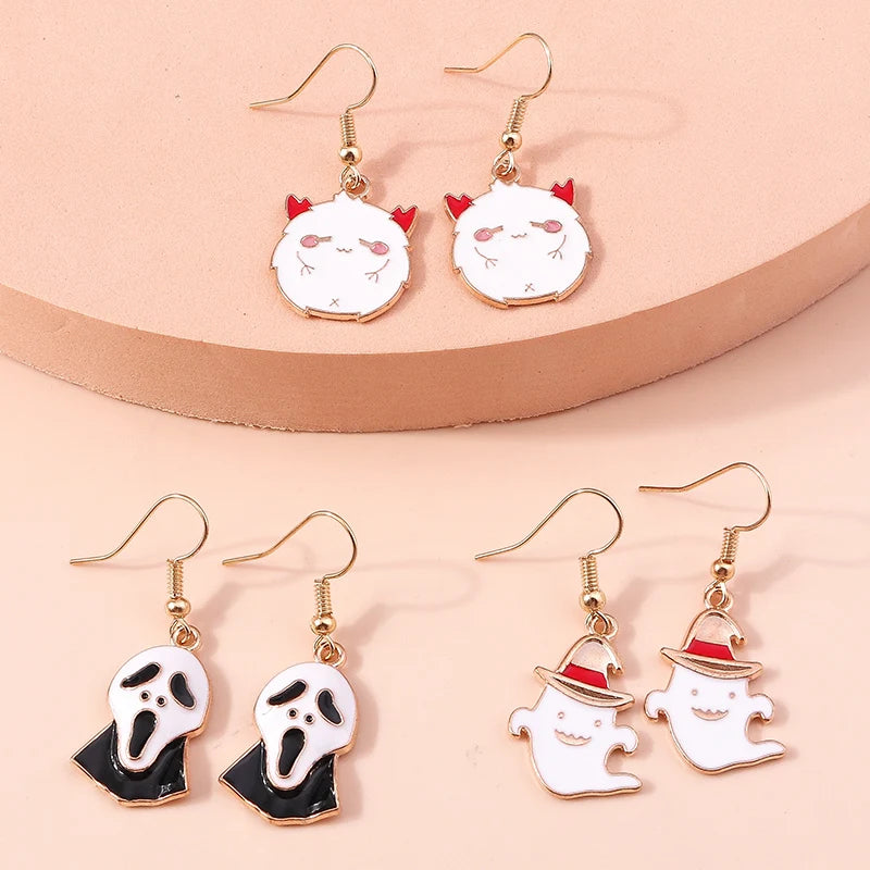 Boucles d'oreilles Halloween – Momie, œil, fantôme et citrouille