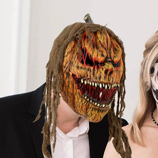 Masque Citrouille Horreur en Latex - Halloween Cosplay