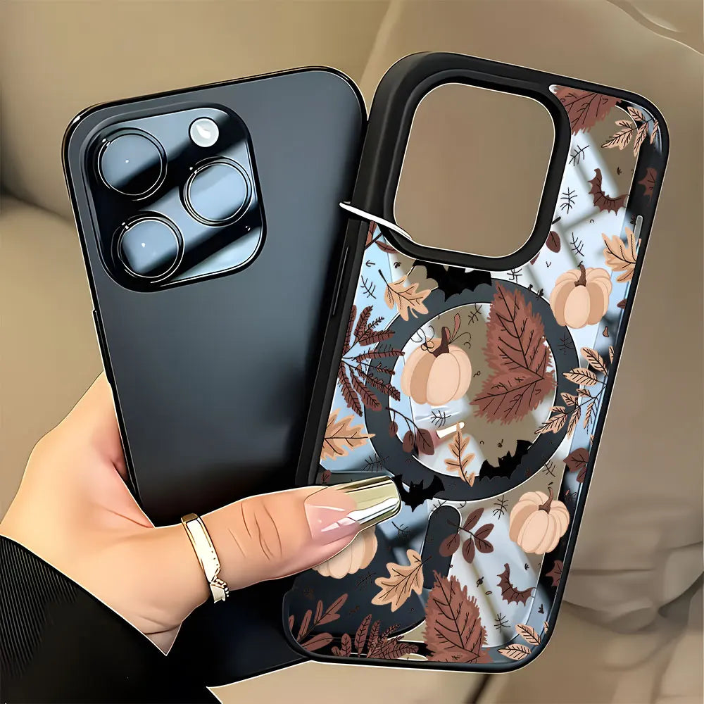 Coque iPhone Magnétique Halloween Citrouille Transparente