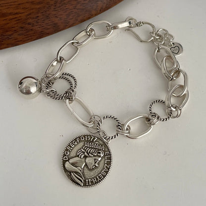Bracelet femme en argent sterling 925 – Cœur rétro
