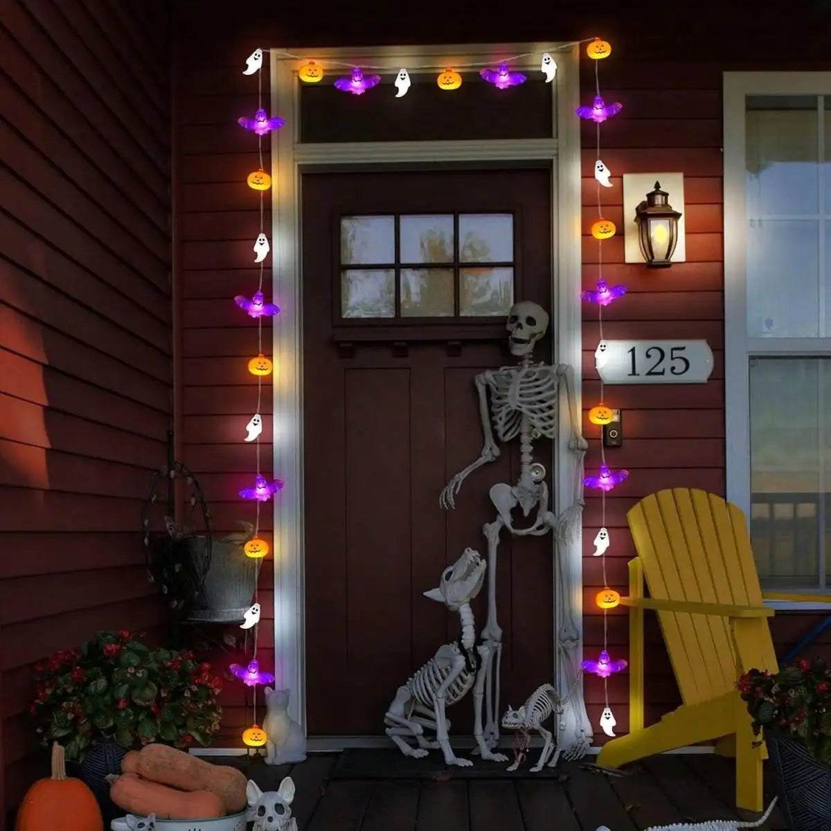 Guirlande Lumineuse LED Halloween - Citrouilles, Chauves-souris, Fantômes
