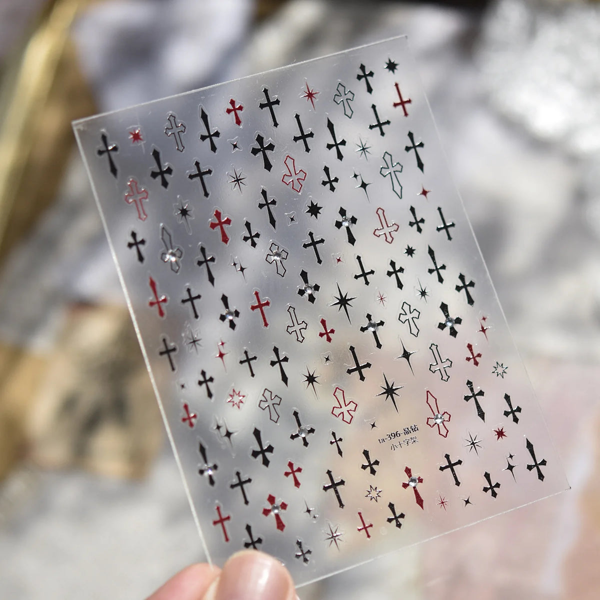 Stickers Ongles Halloween 5D Doré - Chauve-souris, Croix, Fantôme