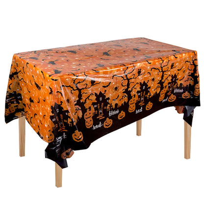 Nappe Plastique Halloween Citrouille et Toile d'Araignée