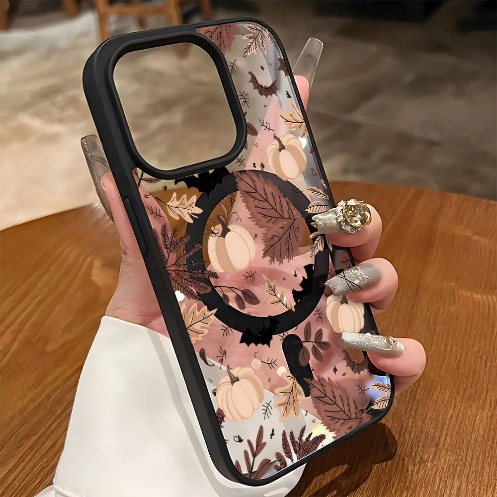 Coque iPhone Magnétique Halloween Citrouille Transparente