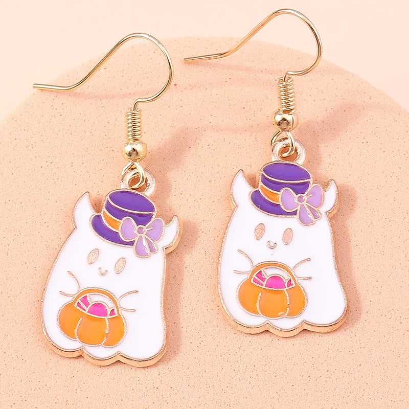 Boucles d'oreilles Halloween – Momie, œil, fantôme et citrouille