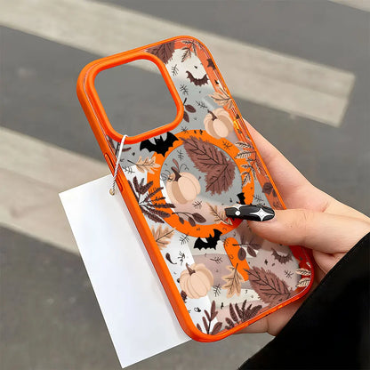 Coque iPhone Magnétique Halloween Citrouille Transparente
