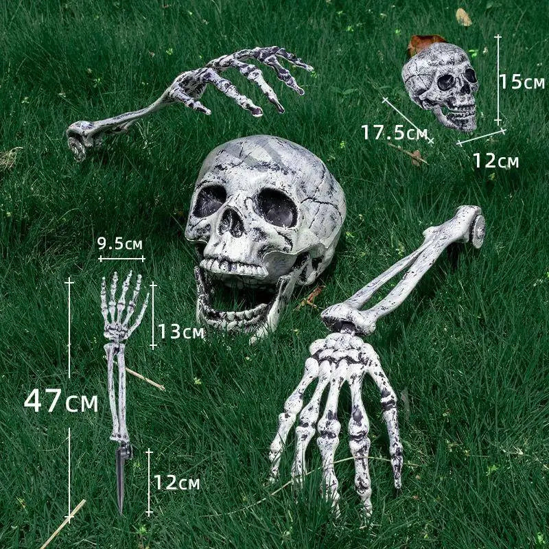 Props Crâne et Mains Squelette Réalistes - Décoration Halloween