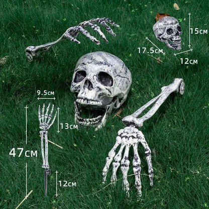 Props Crâne et Mains Squelette Réalistes - Décoration Halloween