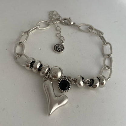 Bracelet femme en argent sterling 925 – Cœur rétro