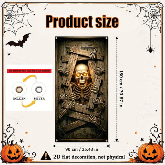 Bannière de Porte Squelette Yeux Lumineux - Halloween Horreur