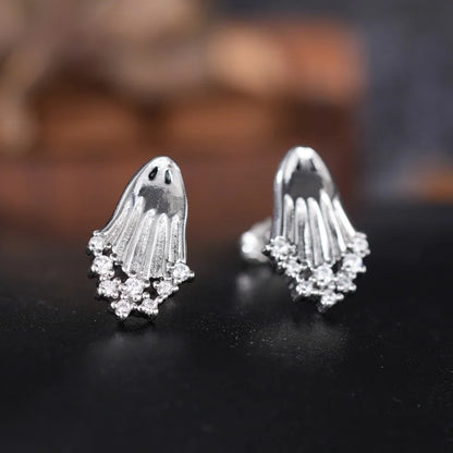 Boucles d'oreilles clous Halloween – Fantôme avec zircon