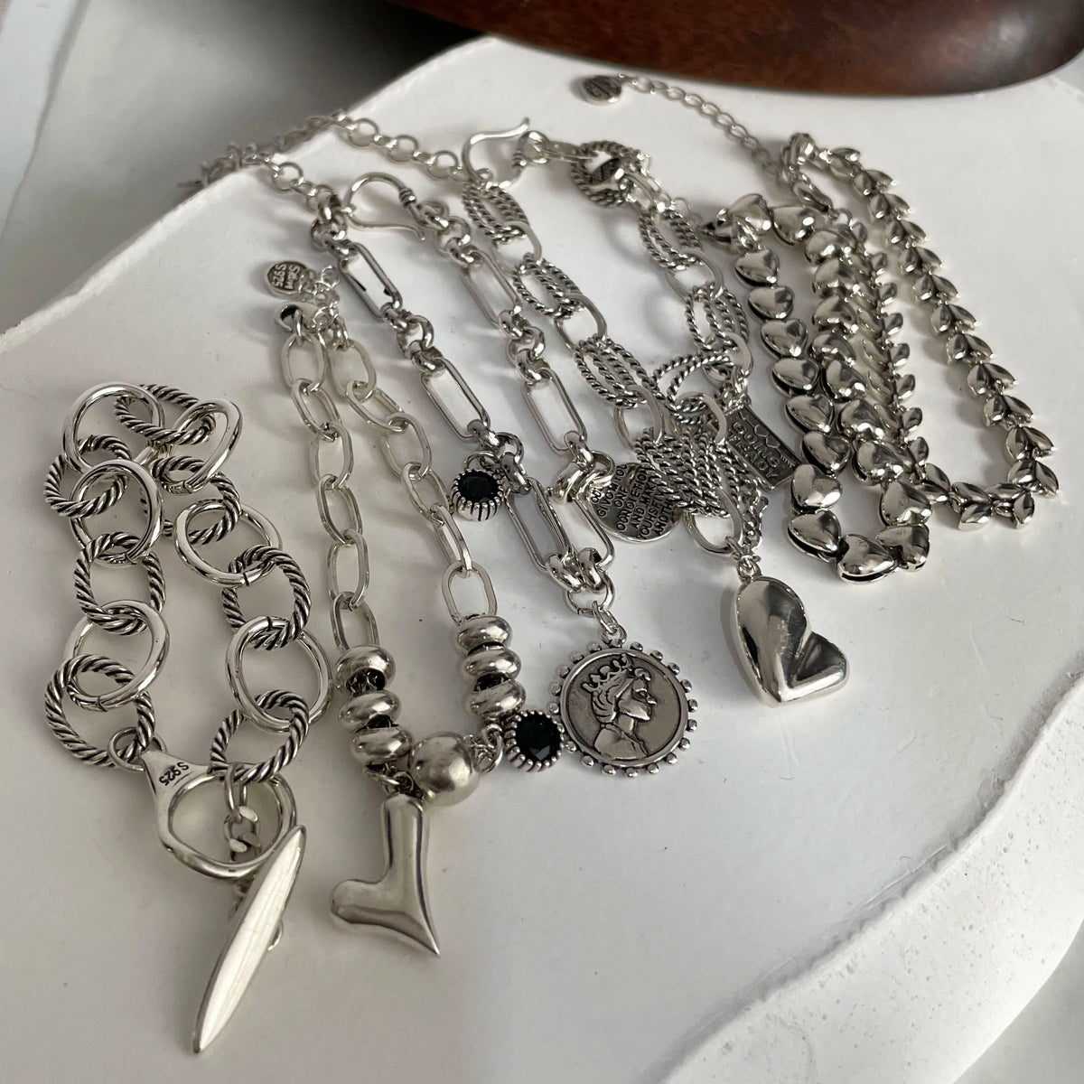Bracelet femme en argent sterling 925 – Cœur rétro