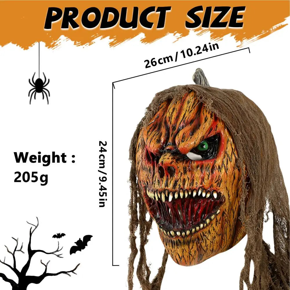 Masque Citrouille Horreur en Latex - Halloween Cosplay