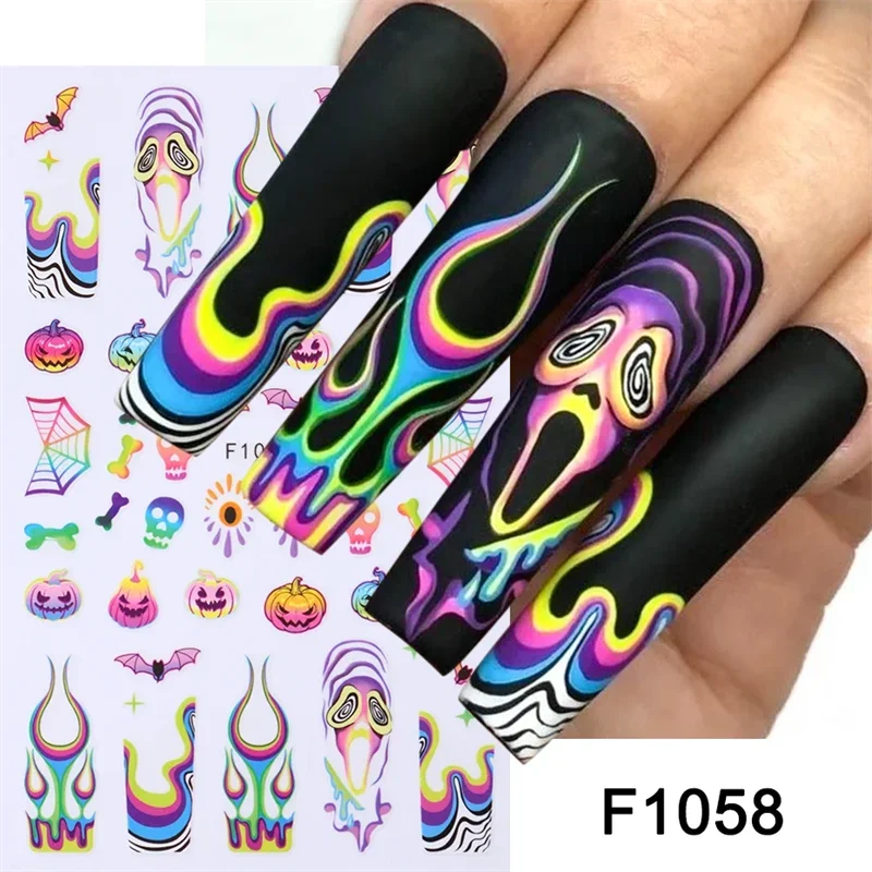 Stickers Ongles Halloween Mignons - Fantôme, Citrouille, Chat Noir