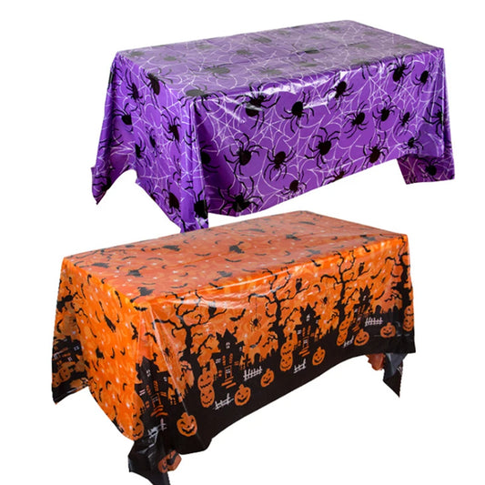 Nappe Plastique Halloween Citrouille et Toile d'Araignée