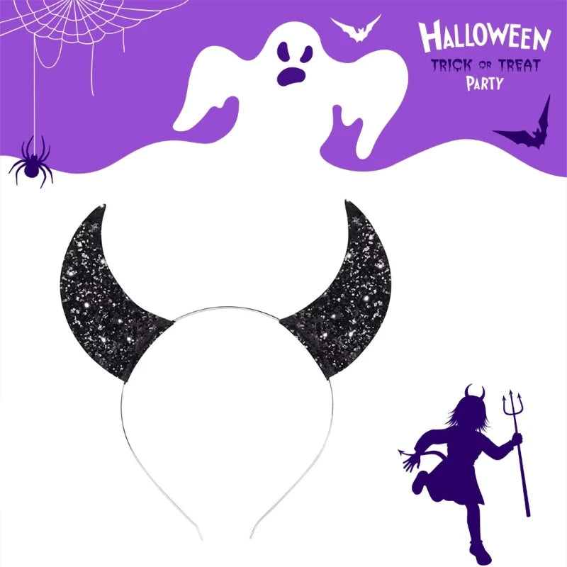 Serre-Tête Cornes de Diable Pailletées - Halloween